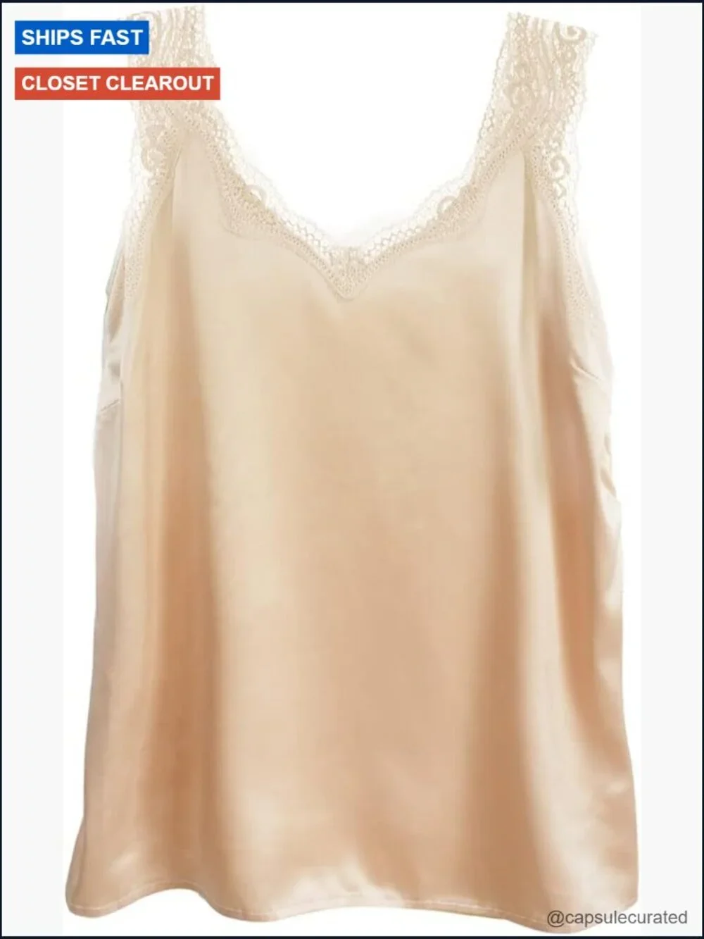 Satin Silk Camisole Lace Straps V-Neck Tank Top